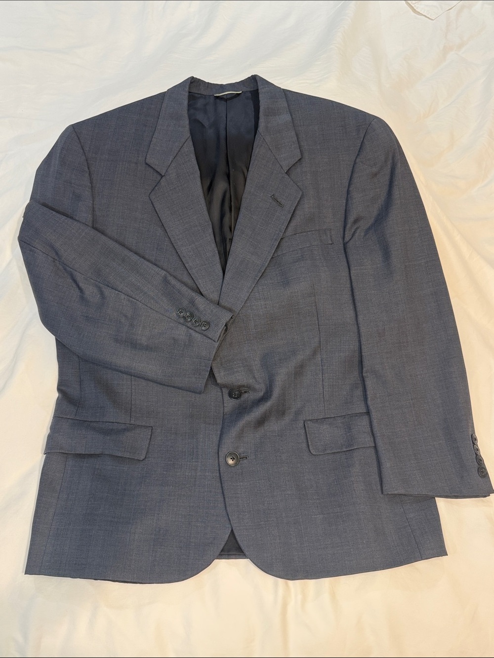 Men's Dark Blue Two-Button Wool-Blend Suit Jacket